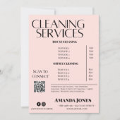 Schoonmaak Diensten Maid Prijs Pastel Roze Kaart (Voorkant)