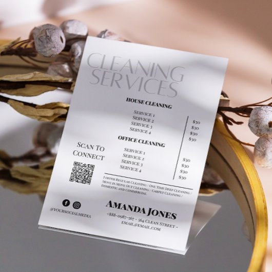 Schoonmaak Diensten Maid Prijs Zwart-wit Flyer