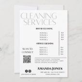Schoonmaak Diensten Maid Prijs Zwart-wit Kaart (Voorkant)