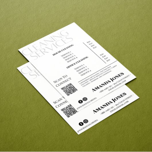 Schoonmaak Diensten Maid Prijs Zwart-wit Kaart