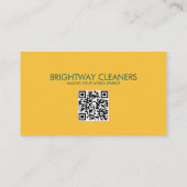 Schoonmaak Diensten Thuis Blauwgroen Geel QR Code Visitekaartje (Achterkant)