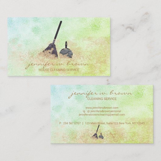 Schoonmaak Groene Schittering Visitekaartje (Voorkant / Achterkant)