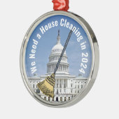 Schoonmaak Huis 2024 Verkiezing Metalen Ornament (Links)