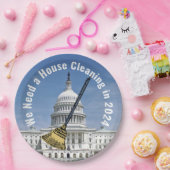 Schoonmaak Huis 2024 Verkiezing Papieren Bordje (Feest)