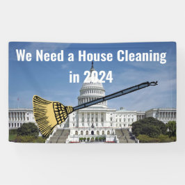 Schoonmaak Huis 2024 Verkiezing Spandoek