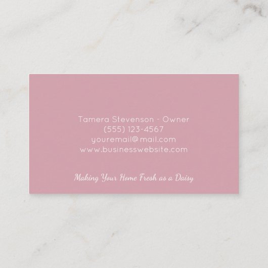 Schoonmaak Huis Clean Service Bloemen Visitekaartje (Achterkant)