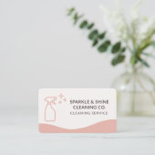 Schoonmaak Huis Roze QR Code Visitekaartje (Staand voorkant)