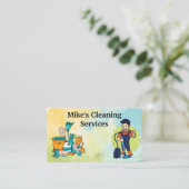 Schoonmaak Huis Services Tools | Man met vacuüm Visitekaartje (Staand voorkant)