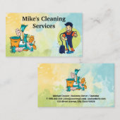 Schoonmaak Huis Services Tools | Man met vacuüm Visitekaartje (Voorkant / Achterkant)