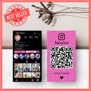 Schoonmaak Instagram Roze Huishoudelijke hulp QR Visitekaartje