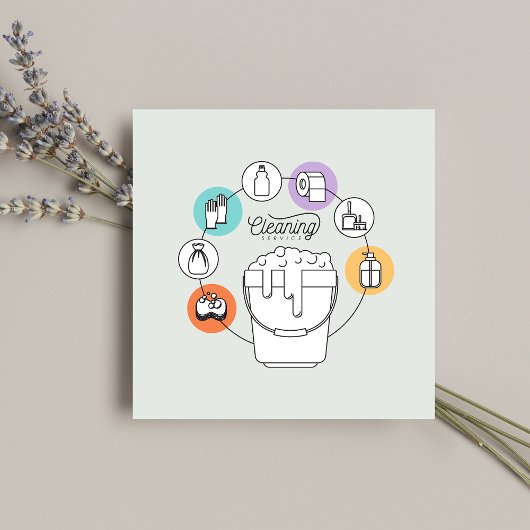 Schoonmaak & Janitorial Housekeeping Maid Grey Vierkante Visitekaartje