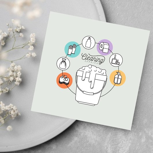 Schoonmaak & Janitorial Housekeeping Maid Grey Vierkante Visitekaartje