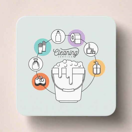 Schoonmaak & Janitorial Housekeeping Maid Grey Vierkante Visitekaartje