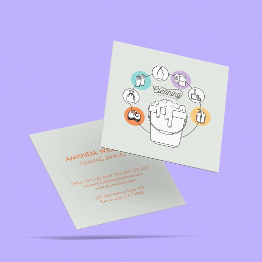 Schoonmaak & Janitorial Housekeeping Maid Grey Vierkante Visitekaartje
