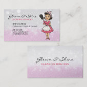 Schoonmaak Lady Cleaner Service Roze Sparkles Retr Visitekaartje (Voorkant / Achterkant)