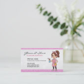 Schoonmaak Lady Cleaner Vrouw Roze Faux Glitter Visitekaartje (Staand voorkant)