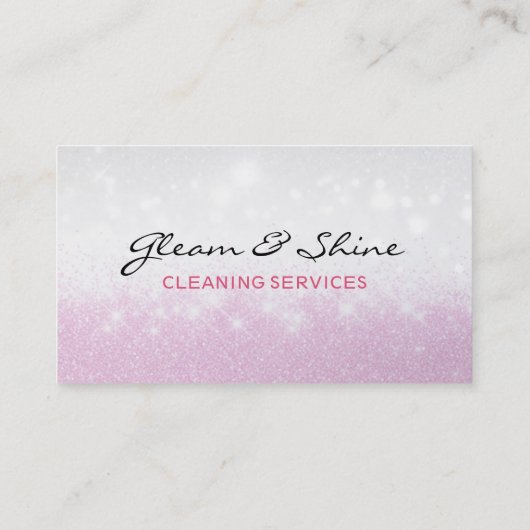 Schoonmaak Lady Cleaner Vrouw Roze Faux Glitter Visitekaartje (Achterkant)