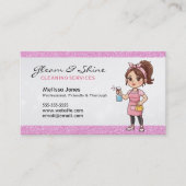 Schoonmaak Lady Cleaner Vrouw Roze Faux Glitter Visitekaartje (Voorkant)