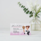 Schoonmaak Lady Traditionele Maid Roze Faux Glitte Visitekaartje (Staand voorkant)