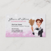 Schoonmaak Lady Traditionele Maid Roze Faux Glitte Visitekaartje (Voorkant)