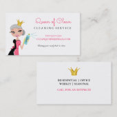 Schoonmaak Maid Service Grijs Haar Karakter Kroon Visitekaartje (Voorkant / Achterkant)