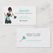 Schoonmaak Maid Service Vrouw van Kleur Featherdus Visitekaartje (Voorkant / Achterkant)