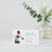 Schoonmaak Maid Service Vrouw van Kleur Featherdus Visitekaartje (Staand voorkant)