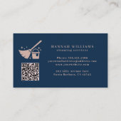Schoonmaak op zee en Roos - Roze - QR - code Visitekaartje (Achterkant)
