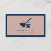 Schoonmaak op zee en Roos - Roze - QR - code Visitekaartje (Voorkant)