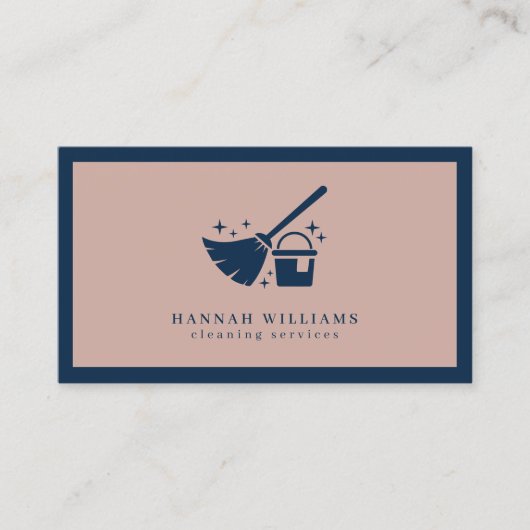 Schoonmaak op zee en Roos - Roze - QR - code Visitekaartje (Voorkant)