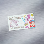 Schoonmaak Rode Janitorial Lady Tegel Wassen Magnetisch Visitekaartje (Voorbeeld)