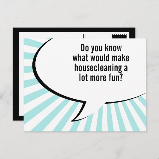 schoonmaak schoonmaakster grap briefkaart (Voorkant / Achterkant)