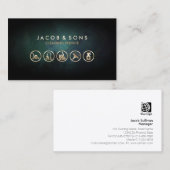 Schoonmaak Service Gouden Iconen Turquoise Grunge Visitekaartje (Voorkant / Achterkant)