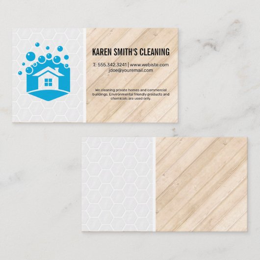 Schoonmaak Service | Huis zeepbellen logo Visitekaartje (Voorkant / Achterkant)