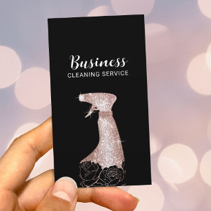 Schoonmaak Service Luxe Zwarte Bloemen Spray Clean Visitekaartje