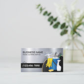 Schoonmaak Service Maid Housekeeping Modern Metaal Visitekaartje (Staand voorkant)
