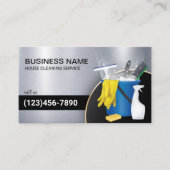 Schoonmaak Service Maid Housekeeping Modern Metaal Visitekaartje (Voorkant)
