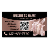 Schoonmaak Service Modern Roos Gold Housekeeping Magnetisch Visitekaartje (Voorkant)