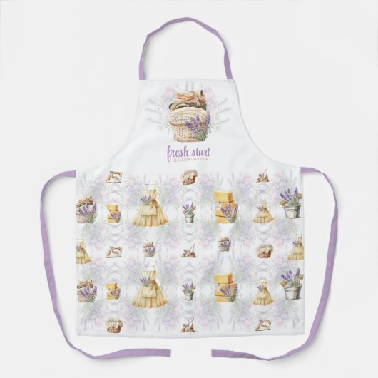 Schoonmaak Service Waterverf Lavendel Schort (Voorkant)