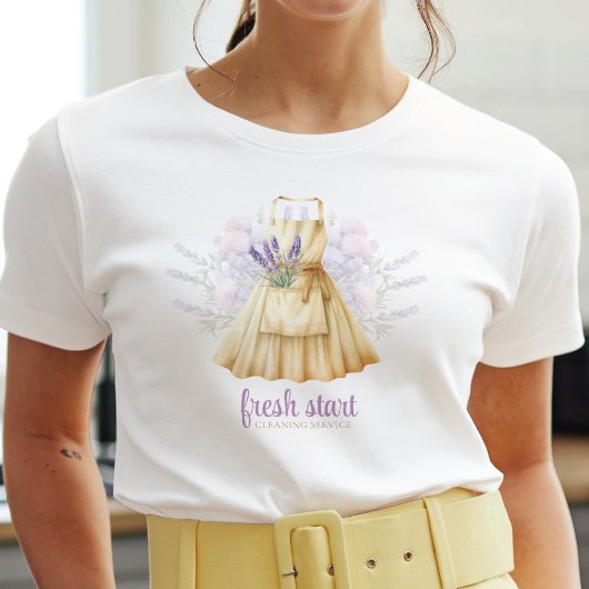 Schoonmaak Service Waterverf Lavendel Schort T-shirt