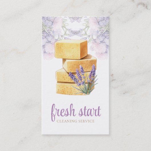 Schoonmaak Service Waterverf Zeep Lavendel Visitekaartje (Voorkant)