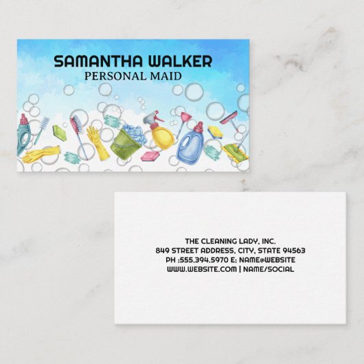 Schoonmaak Toolkit | Zeep Schoonmaak Bubbles Visitekaartje (Voorkant / Achterkant)