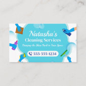 Schoonmaak van blauwe huizen Huishoudelijke verzor Visitekaartje (Voorkant)