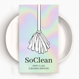 Schoonmaak van huizen Holografische meid Mop Visitekaartje