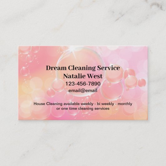 Schoonmaak van huizen Mooie Bubbels Visitekaartje (Voorkant)
