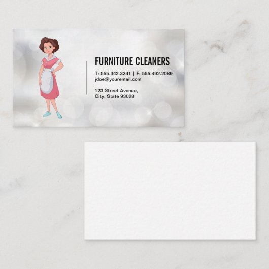 Schoonmaakartikelen | Dienstmeid in Tenue Visitekaartje (Voorkant / Achterkant)