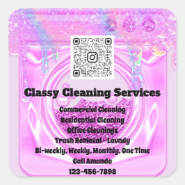 Schoonmaakbare portier QRCode Logo Drips Pinky Vierkante Sticker