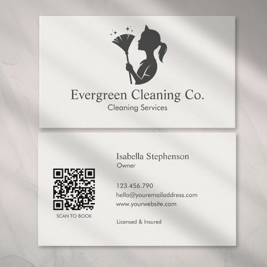Schoonmaakbedrijf Cleaner House QR Code Minimalist Visitekaartje