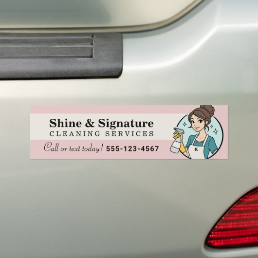 Schoonmaakbedrijf Logo Schoonmaakster Bumpersticker (Op auto)
