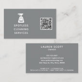 Schoonmaakbedrijf QR Code Spray Fles Grijs Visitekaartje (Voorkant / Achterkant)